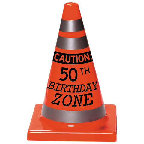 Over the Hill Caution 50th Birthday Constuction Cone 6 1/2" H x 4 1/2" W