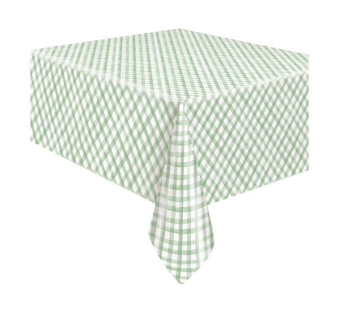 Green Gingham Flannel Backed Vinyl Table Cover  54" x 84"