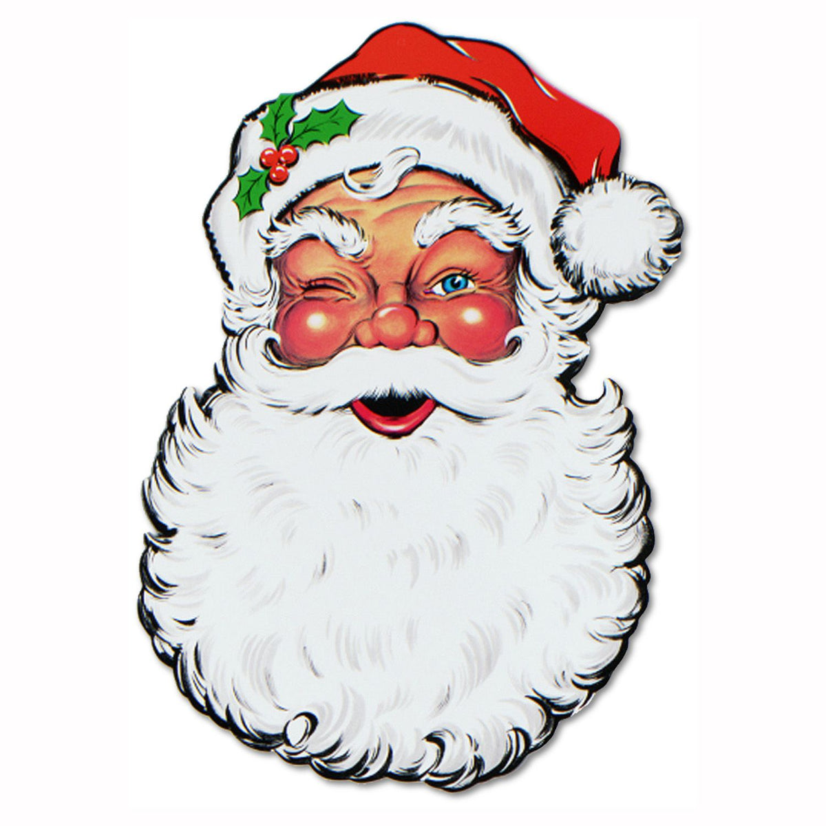Christmas Santa Face Decoration – 26" Two-Sided Cutout