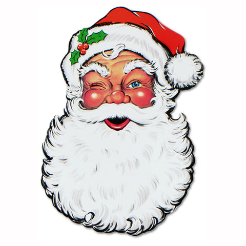 Christmas Santa Face Decoration – 26" Two-Sided Cutout
