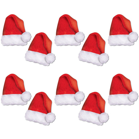 Mini Santa Hat Paper Cutouts – 5" Two-Sided Christmas Décor, Pack of 10