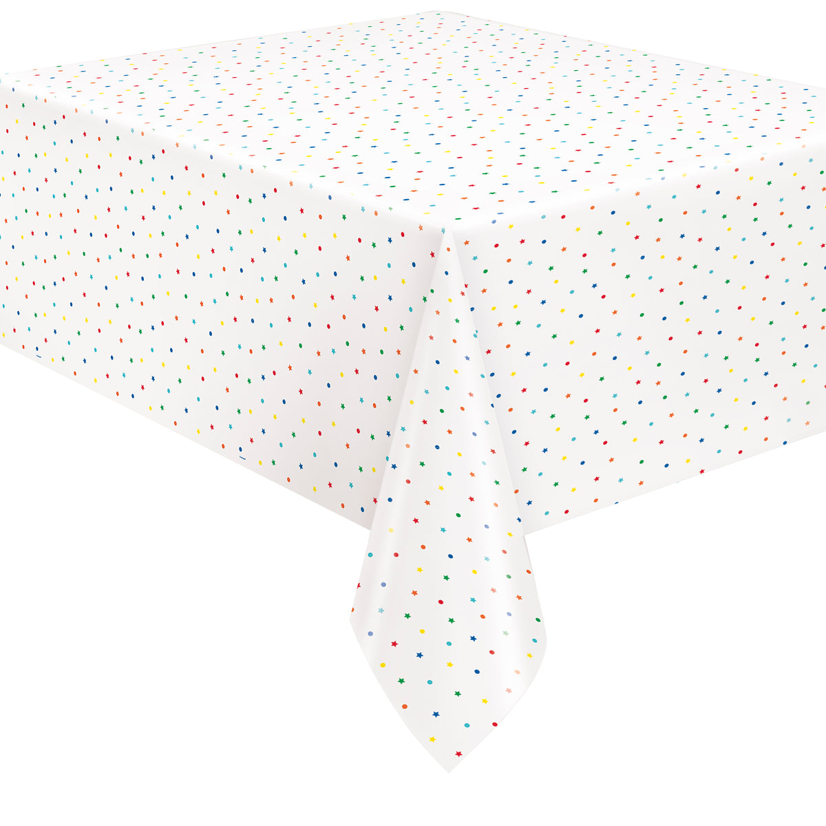 Dots and Stars Birthday Rectangular Plastic Table Cover  54 x 84"
