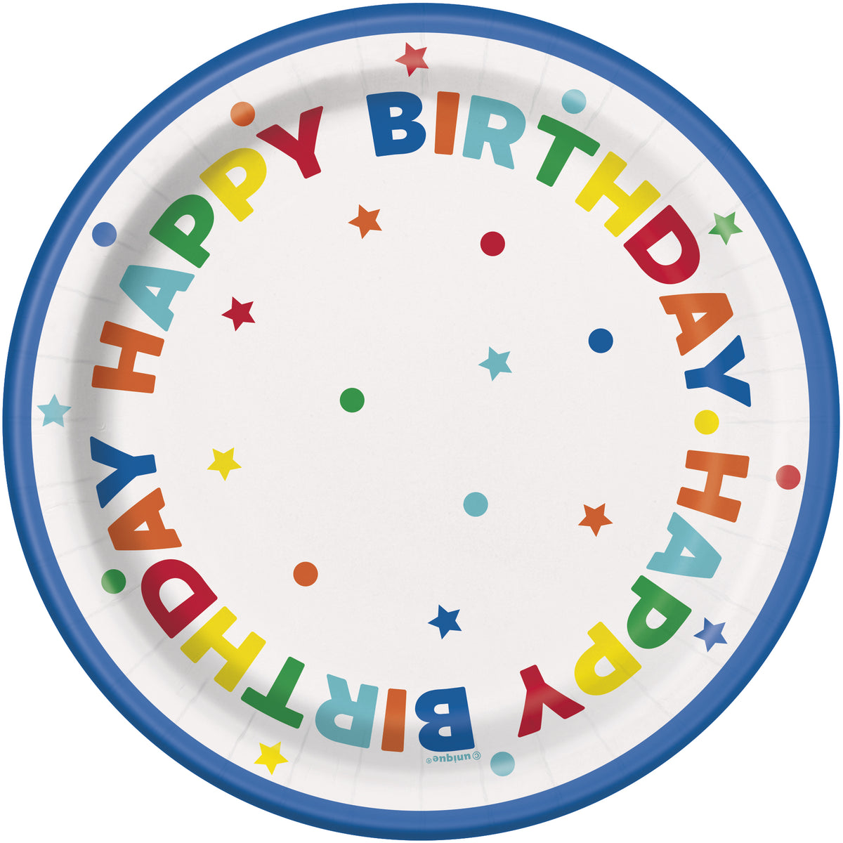 Dots & Stars Birthday Round 7 Dessert Plates  8ct"
