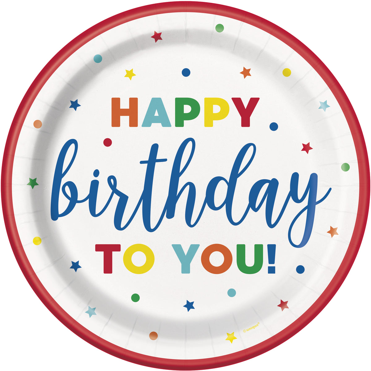 Dots & Stars Birthday Round 9 Dinner Plates  8ct"