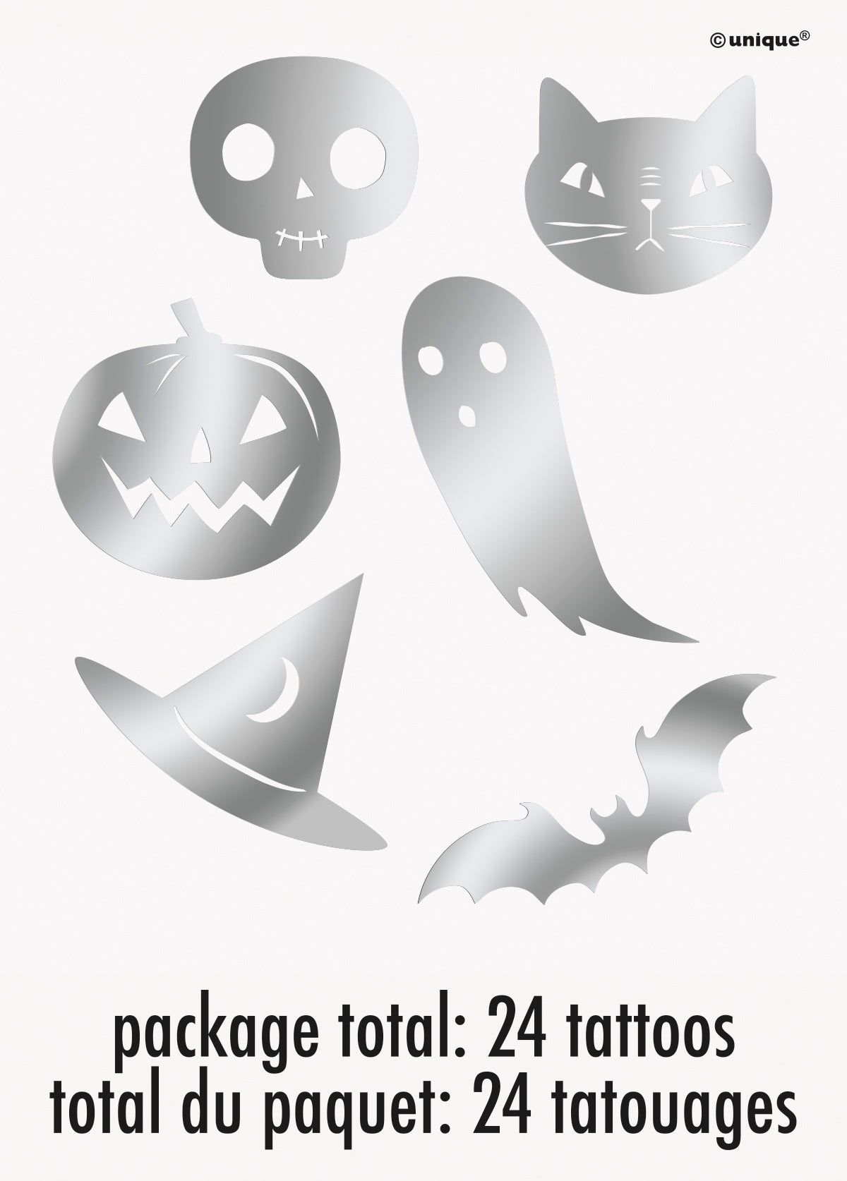 Silver Foil Halloween Tattoos  24ct