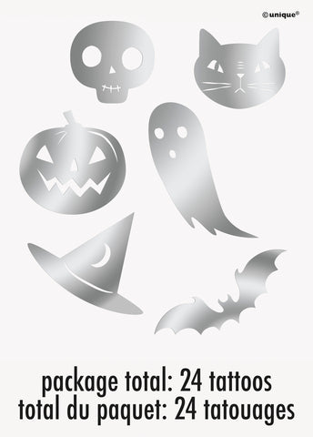 Silver Foil Halloween Tattoos  24ct