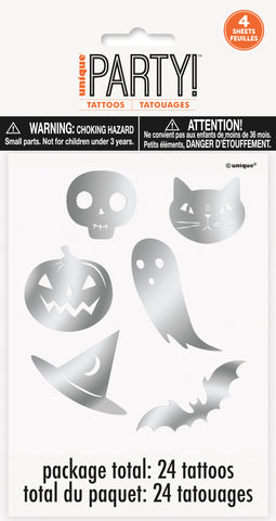 Silver Foil Halloween Tattoos  24ct