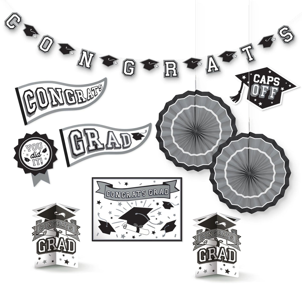 White Grad Room Decorating Kit