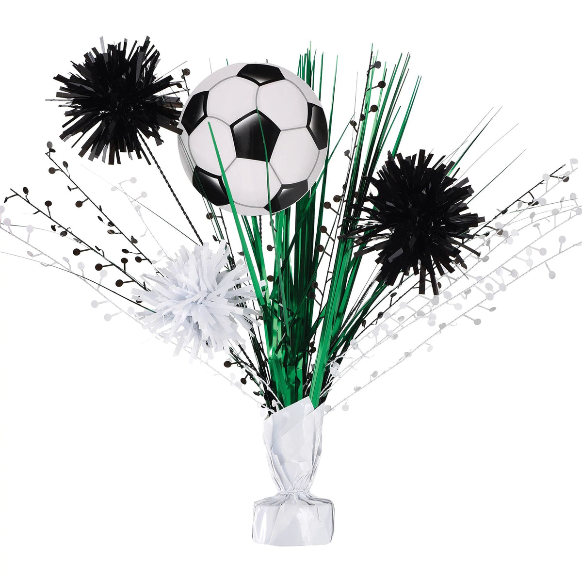 Soccer Deluxe Spray Tinsel 18" Centerpiece