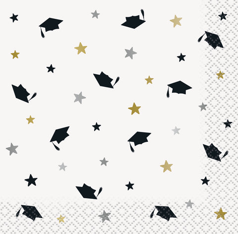 Stars & Caps Graduation Beverage Napkins  16ct