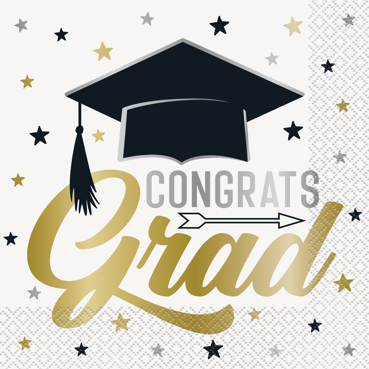 Stars & Caps Graduation Paper Luncheon Napkins 16ct