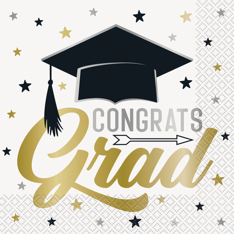 Stars & Caps Graduation Paper Luncheon Napkins 16ct