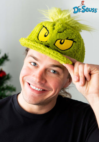 Dr. Seuss™ Grinch Fuzzy Cap with Embroidered Face & Adjustable Back