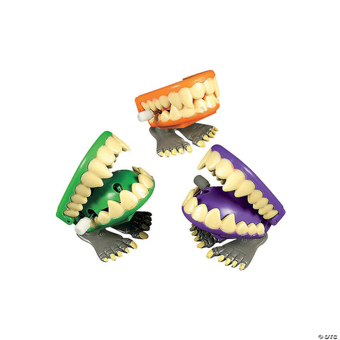 Mini Plastic Monster Wind-Up Chomping Teeth  Plastic 1 3/4” Assorted colors