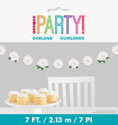 Garden Party Flower Shaped Paper Garland  7 ft