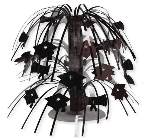 Graduation Black Caps 8.5"  Foil Cascade Centerpiece