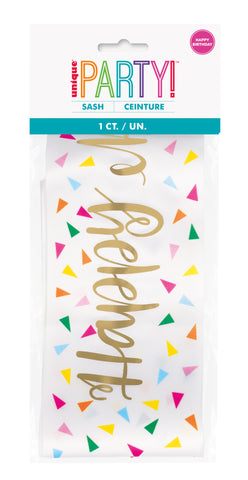 Gold Foil Stamping “Happy Birthday” Sash – Elegant Birthday Celebration Accessory