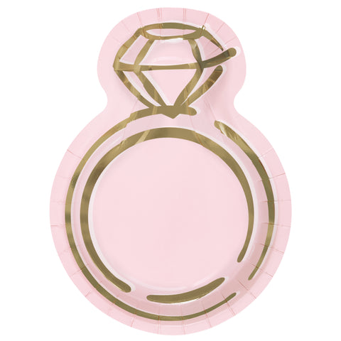 Pastel Pink Ring Shaped 9.25 Plates  8ct - Foil Stamping"
