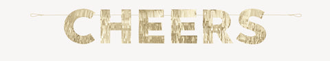 Modern Christmas “Cheers” Gold Foil Fringe Banner 4ft | Holiday Party Decor
