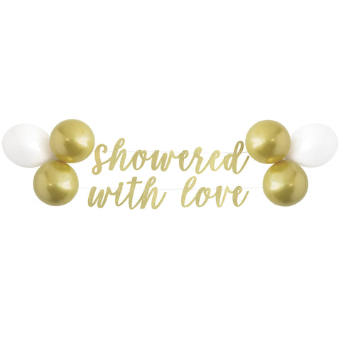 Glitter Showered with Love" Banner & Latex Balloon Kit"