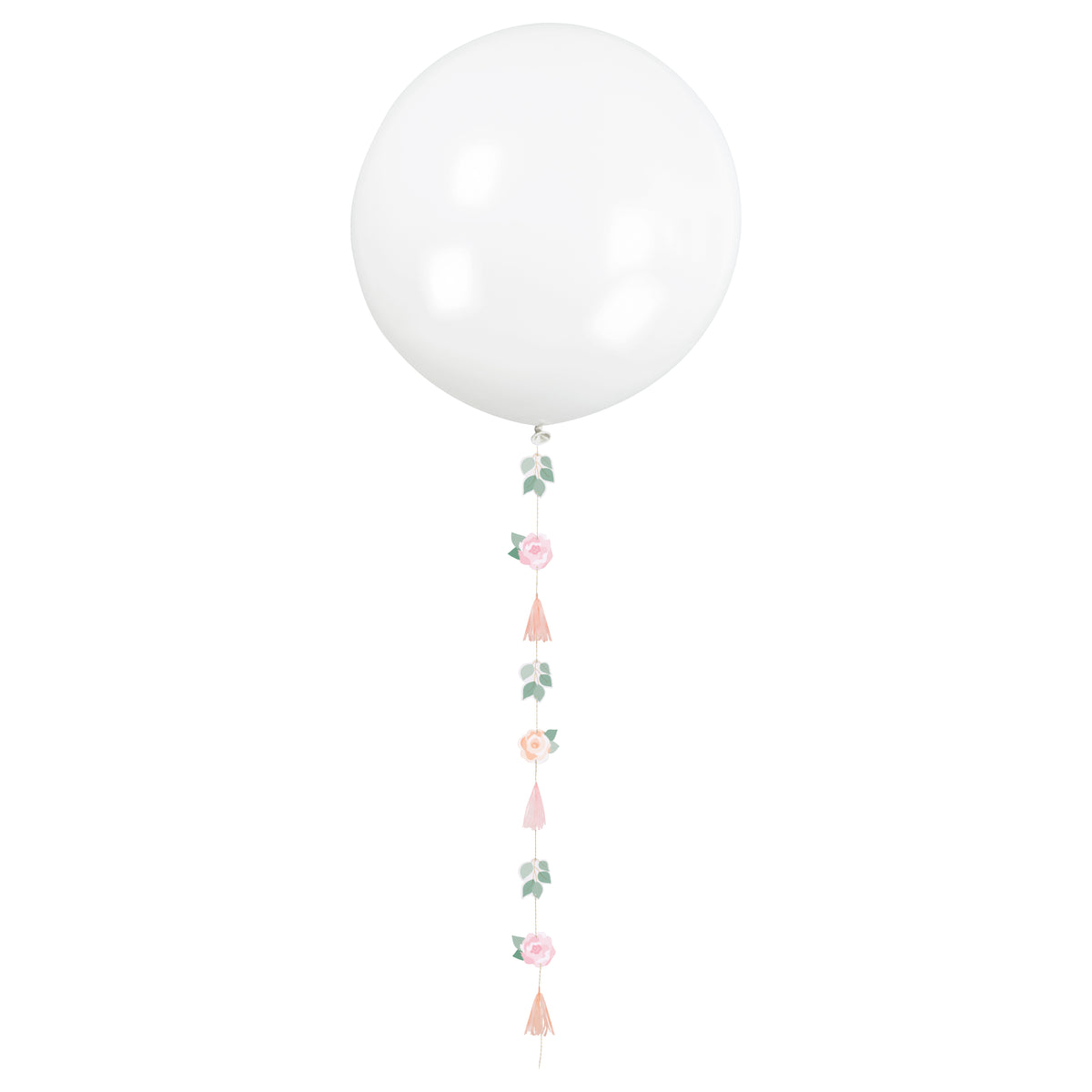 Pink Blooms Jumbo 24 Latex Balloon with Decorative Botanical Tail"