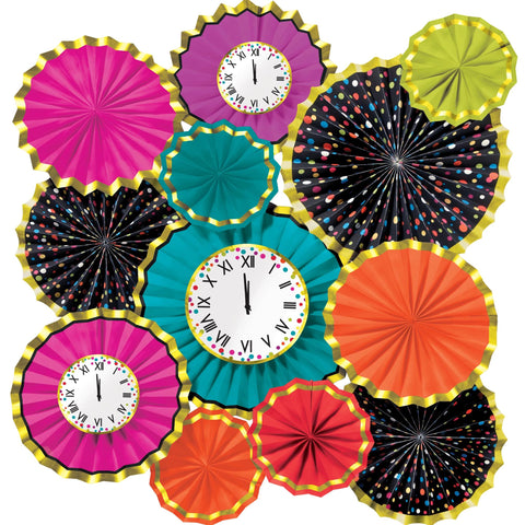 New Years Eve Paper Fan Decorating 12 pc Kit