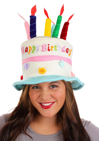 Adult birthday cake plush hat with candles available in Manahawkin NJ party supply store