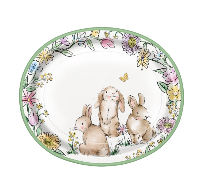 Easter Whimsy Oval 12" Dinner Plates  8ct