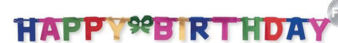 Large Happy Birthday Foil Letter Banner – 8” x 9’ Jointed Metallic Party Decoration