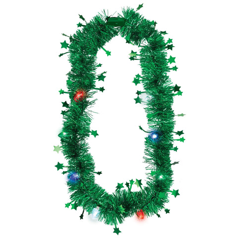 Green Light up Tinsel Necklace