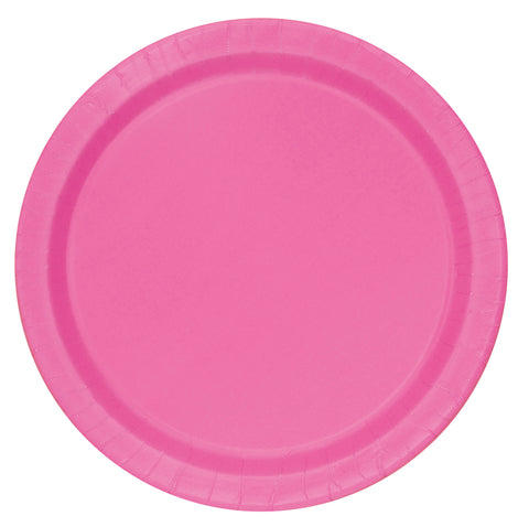 Hot Pink Solid Round Paper 9" Dinner Plates  16ct