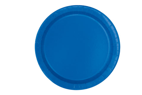 Royal Blue Round 7" Dessert Plates – 20ct | Small Disposable Party Plates for Cake, Appetizers, Birthdays, Events