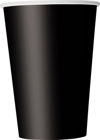 Black 12oz Paper Cups 10ct | Disposable Party & Beverage Cups