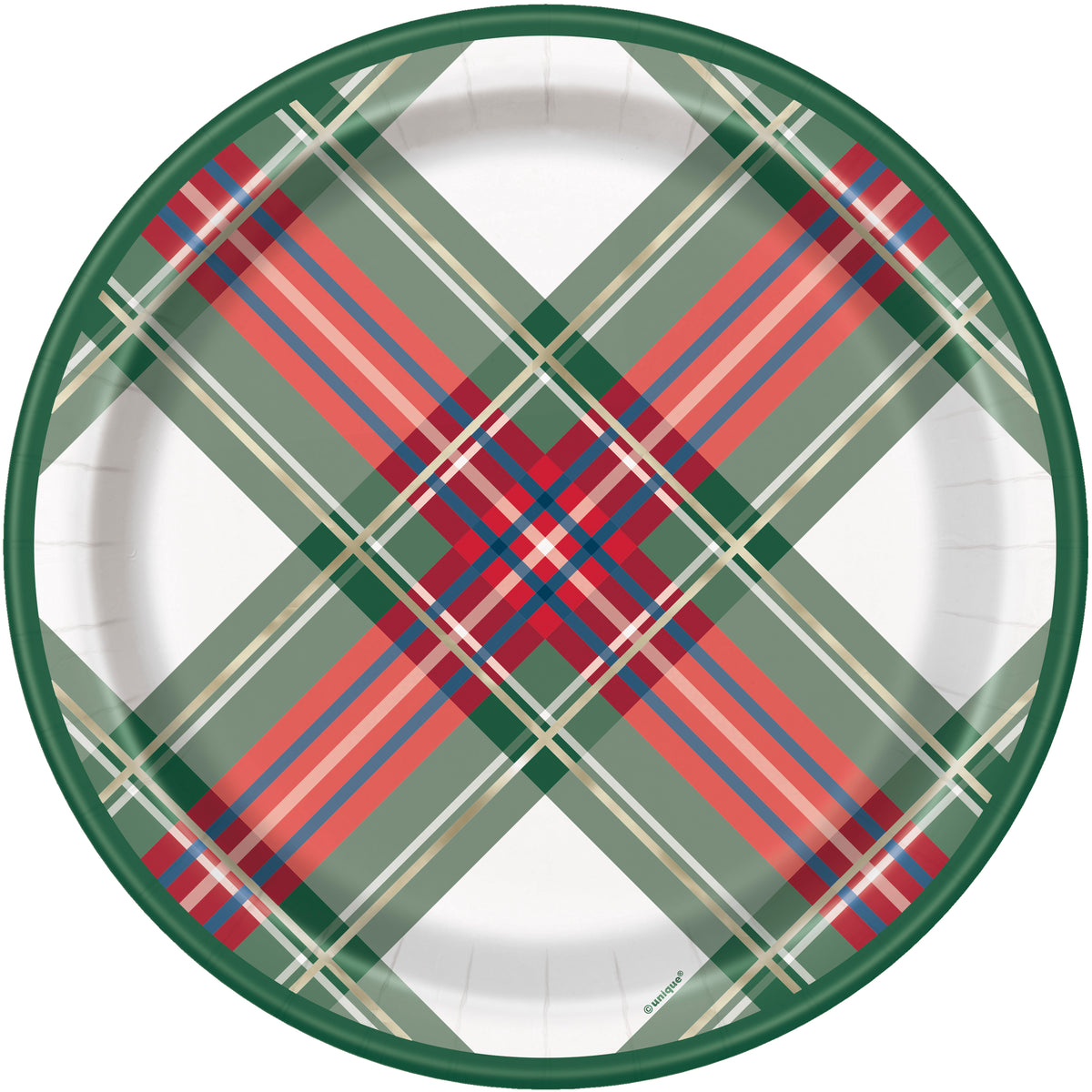 Traditional Christmas 9” Paper Dinner Plates 8ct – Foil Stamped Holiday Tableware