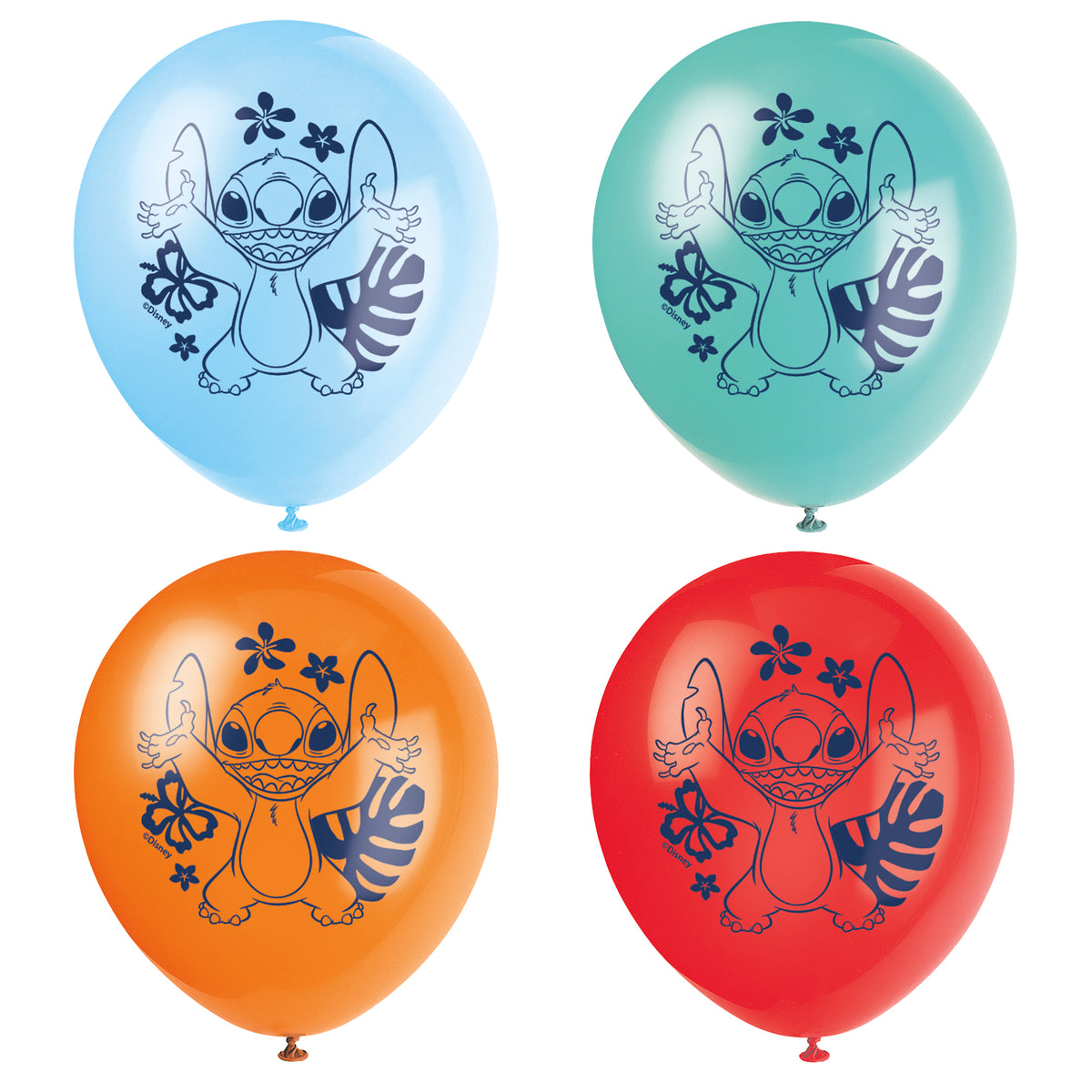 Disney Stitch 12" Latex Balloons Helium Quality Latex  8ct