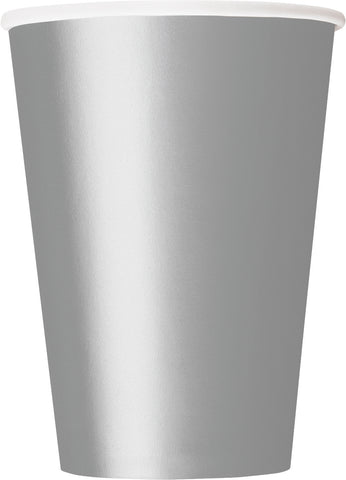 Silver 12oz Solid Paper Cups – 10ct | Party Tableware
