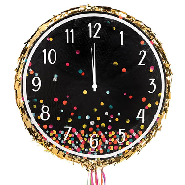 New Years Clock Piñata 17.5 x 3.25 x 17.5