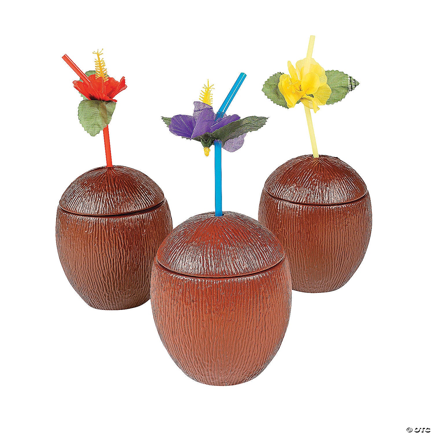 Coconut BPA-Free Plastic Cups with Lids 5" cup; holds 16 oz of liquid, straw not included