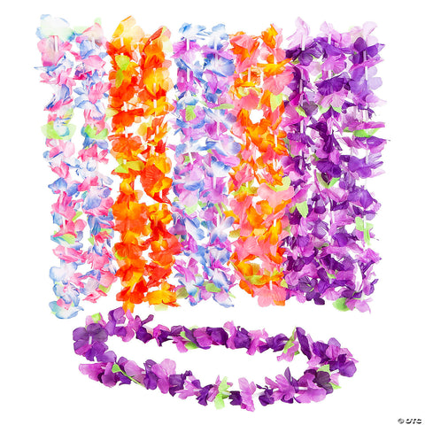 Multicolor Luau Ruffle Petal Flower Polyester Leis Polyester 36" x 2"
