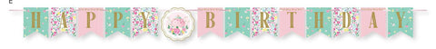 Floral Tea Party Shaped Ribbon Banner