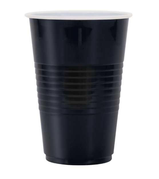 Black Solid 16oz Plastic Party Cups Manahawkin, NJ Party Fair disposable drink cup display