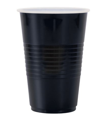 Black Solid 16oz Plastic Party Cups Manahawkin, NJ Party Fair disposable drink cup display