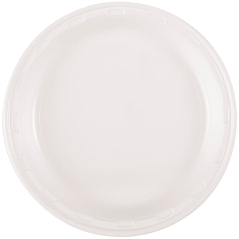 Bright White Solid Round Plastic Dinner Plates – 10.25 Inch, 50 Count