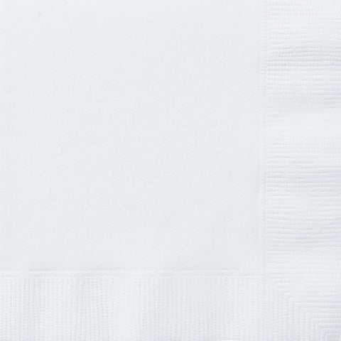 Bright White Solid Beverage Napkins  40ct