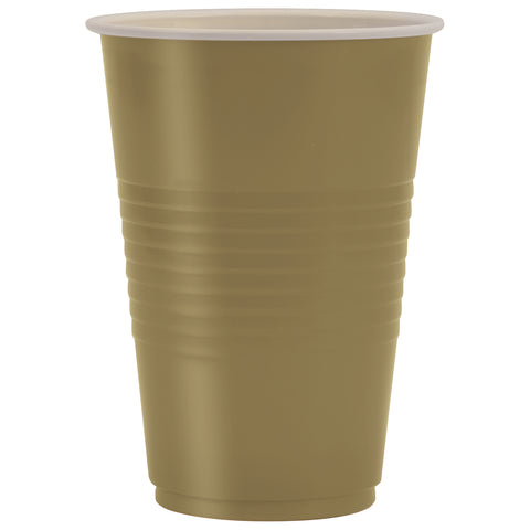 Gold Solid 16oz Plastic Party Cups Manahawkin, NJ Party Fair display pack for parties and events