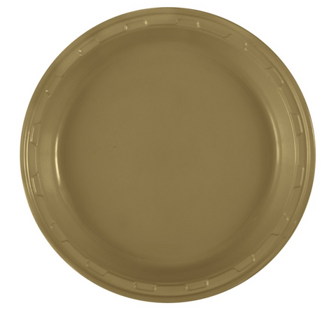Gold solid round 10 inch plastic dinner plates 50 count party supply Manahawkin NJ
