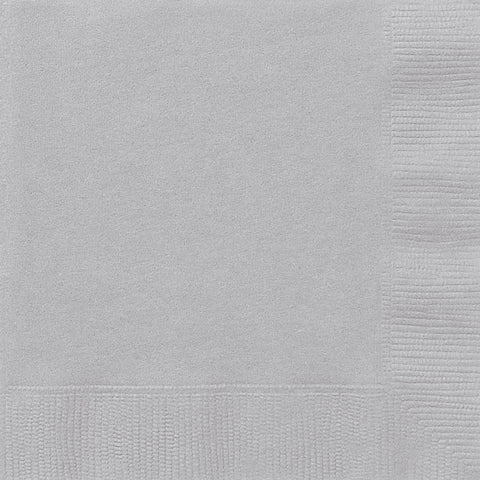 Silver Solid Color Paper Luncheon Napkins – 40 Count Party Tableware