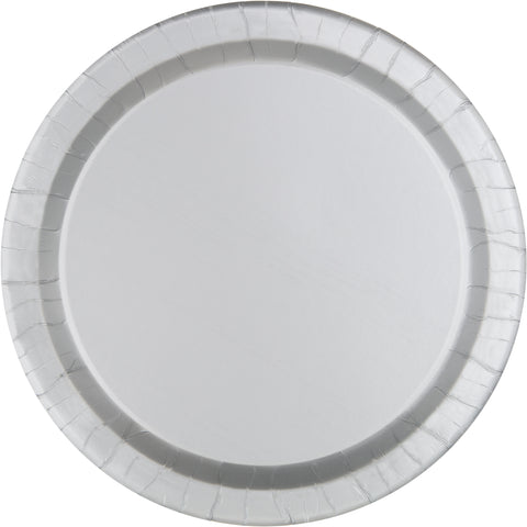 Silver Solid Round 9" Paper Dinner Plates 20ct – Disposable Party Plates for Weddings, Events & Celebrations