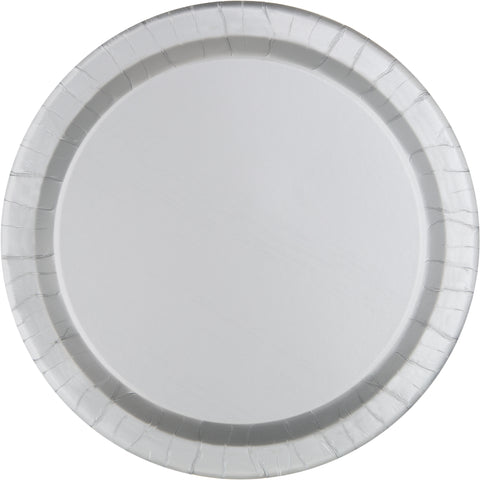 Silver Solid Round 10" Paper Dinner Plates 20ct – Disposable Plates for Weddings, Parties & Events