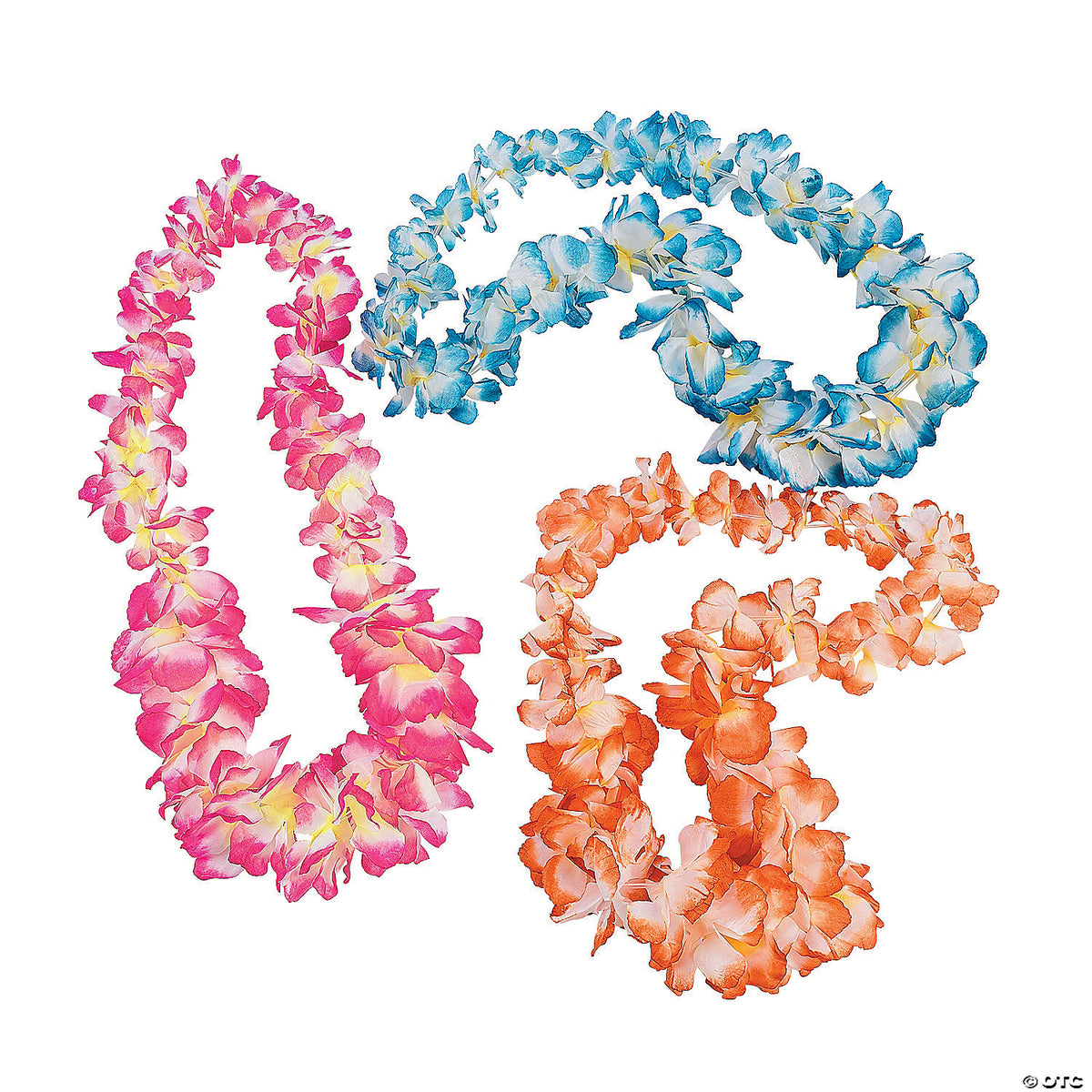 Deluxe Jumbo Two-Tone Flower Leis Assorted.Size: 44" x 2 1/4" - 4”